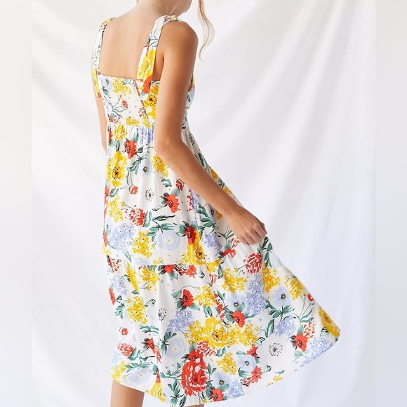 Urban Outfitters Colorful Floral Midi Dress - Picture 9 of 10